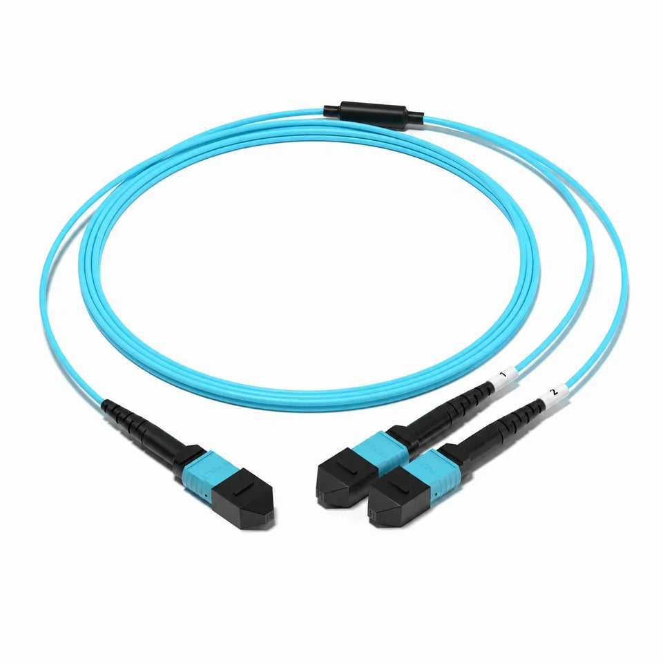 GTfiber MPO-12 to 2 x MPO-4 OM4 harness cable for connector planning