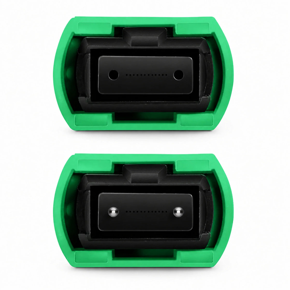 MPO-12 48F OS2 G.657.A1 Trunk Cable - front views of MPO connector ends with and without guide pins