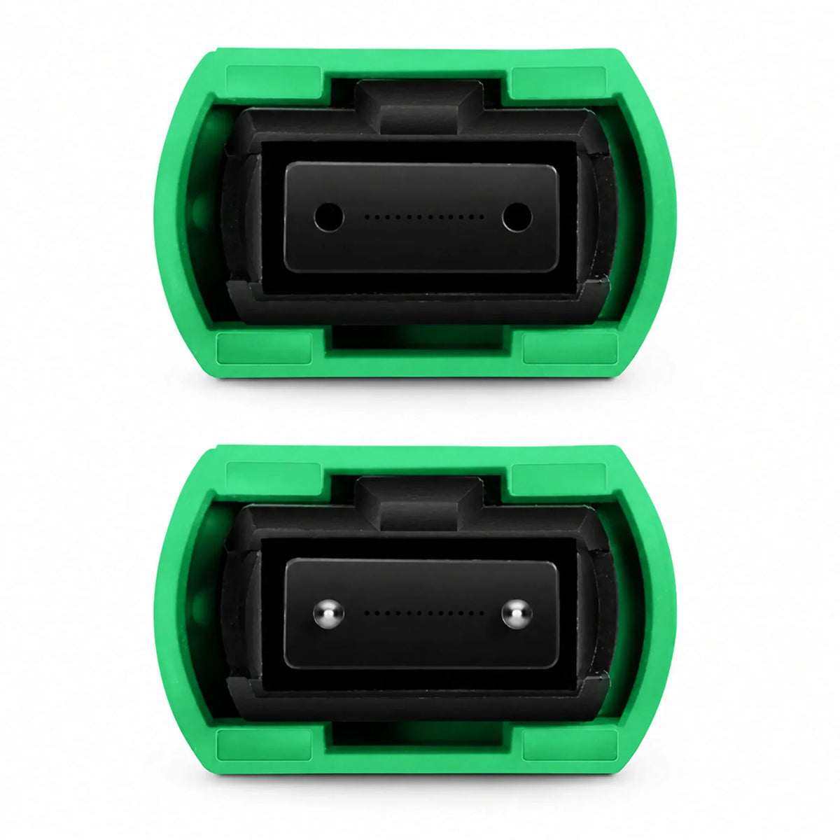 MPO-12 48F OS2 G.657.A2 Trunk Cable - front views of MPO connector ends with and without guide pins